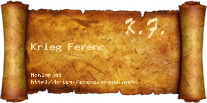 Krieg Ferenc névjegykártya